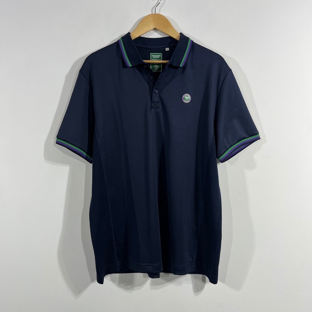 Wimbledon Performance Tennis Preppy Old Money Mens XL Polo Shirt Sporty Neutral